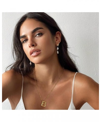 Bubble Letter Necklaces For Women Gold Balloon Initial Alphabet Pendant Necklaces B Necklace $12.59 Necklaces