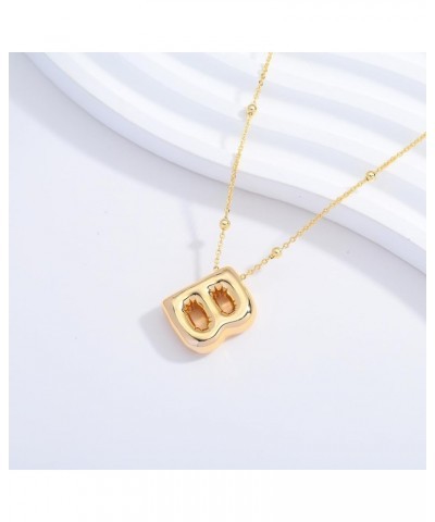 Bubble Letter Necklaces For Women Gold Balloon Initial Alphabet Pendant Necklaces B Necklace $12.59 Necklaces