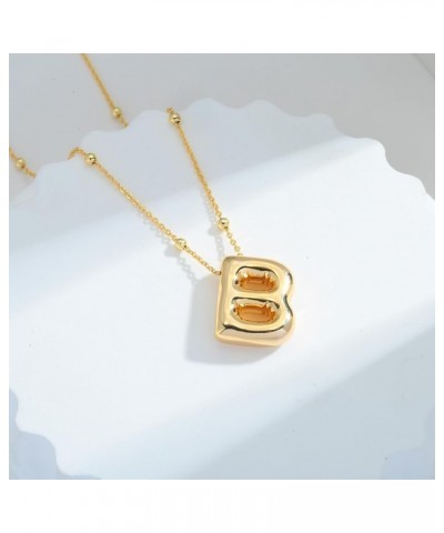 Bubble Letter Necklaces For Women Gold Balloon Initial Alphabet Pendant Necklaces B Necklace $12.59 Necklaces