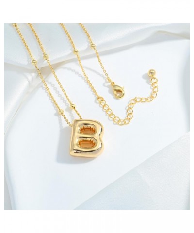 Bubble Letter Necklaces For Women Gold Balloon Initial Alphabet Pendant Necklaces B Necklace $12.59 Necklaces