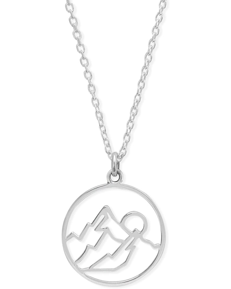 Jewelry Sterling Silver Mountain Sunrise Circle Pendant Necklace, 18 Inches $20.00 Necklaces