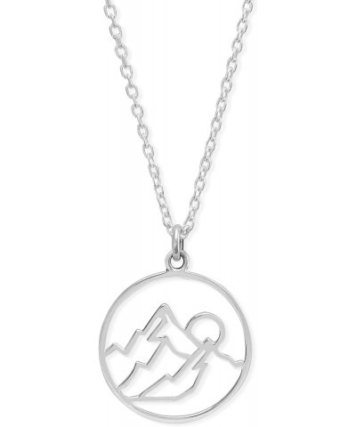 Jewelry Sterling Silver Mountain Sunrise Circle Pendant Necklace, 18 Inches $20.00 Necklaces