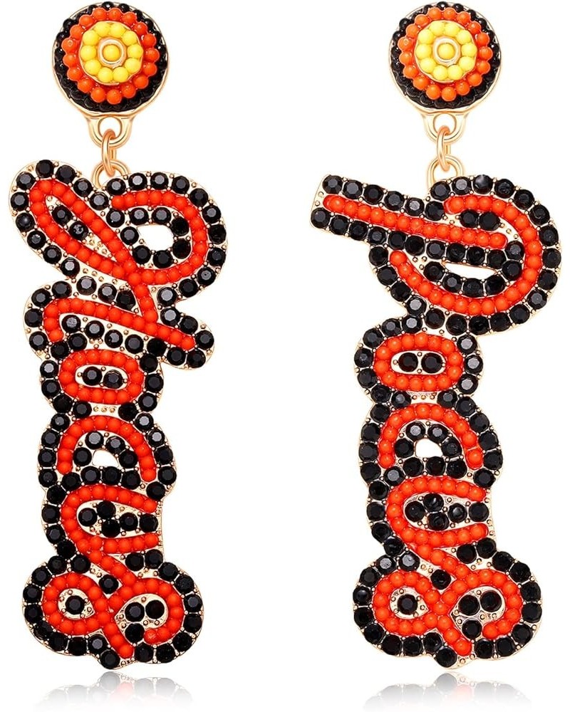 Halloween Earrings Beaded Boo Candy Corn Ghost Earrings for Women Statement Spooky Pumpkin Drop Dangle Earrings Festive Hallo...