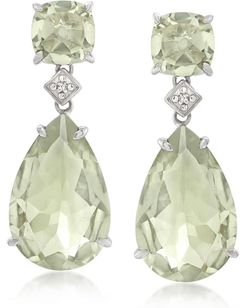 Gemstone Teardrop Earrings with Diamond Accents in Sterling Silver Prasiolite $40.85 Earrings