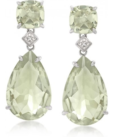 Gemstone Teardrop Earrings with Diamond Accents in Sterling Silver Prasiolite $40.85 Earrings