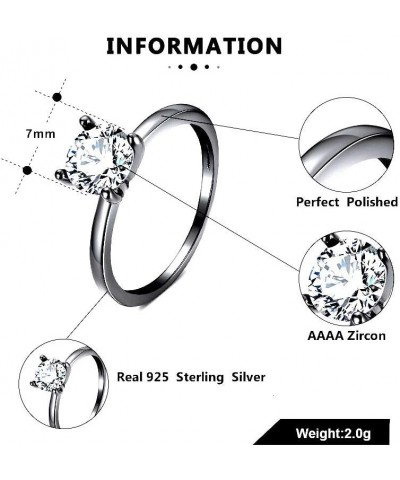 Envy Bridal Set for Women -Solitaire 1.25Ct Cubic Zirconia Engagement Ring & Matching 2mm Wedding Band, Sterling Silver, 4 Pr...