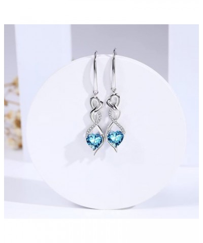 Infinity Birthstone Dangle Drop Earrings for Women - 925 Sterling Silver Heart Cubic Zirconia Dangling Gemstone Earrings Chri...