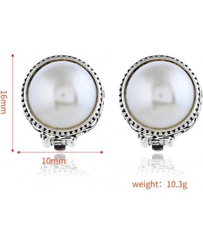 JustVintage Silver Tone Gothic Carved Pearl Ear Clips For Men Women Boys Girls White $10.43 Earrings