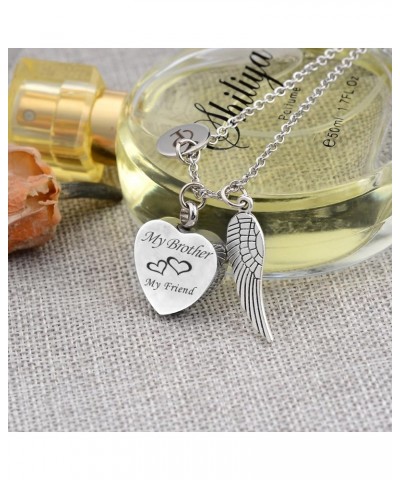 Cremation Urn Necklace My Brother My Friend Feather Charm 26 Initial Letter Alphabet Memorial Keepsake Pendant Ashes Jewelry ...