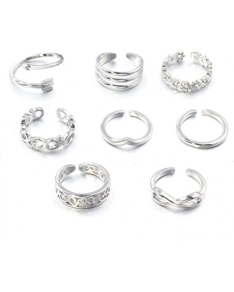 8Pcs Adjustable Toe Rings For Women Beach Party Banquet Jewelry Stainless Steel Alloy Deft and Attractive $6.18 Body Jewelry