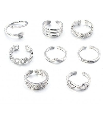 8Pcs Adjustable Toe Rings For Women Beach Party Banquet Jewelry Stainless Steel Alloy Deft and Attractive $6.18 Body Jewelry