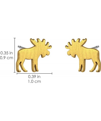 Animal Stud Earrings for Women Silver Gold Plated Wildlife Bear Moose Elk Buffalo Earrings Small Cute Animal Earrings Studs f...