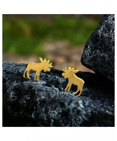 Animal Stud Earrings for Women Silver Gold Plated Wildlife Bear Moose Elk Buffalo Earrings Small Cute Animal Earrings Studs f...