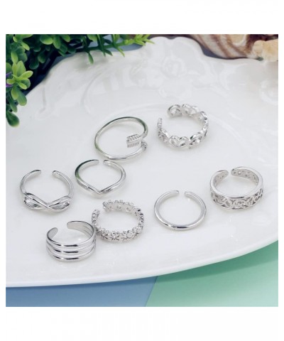 8Pcs Adjustable Toe Rings For Women Beach Party Banquet Jewelry Stainless Steel Alloy Deft and Attractive $6.18 Body Jewelry