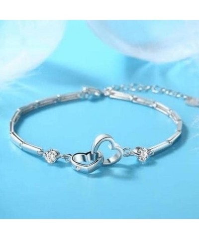 2022 Thank You for Being My Soul Sister Heart Bracelet,,S925 Sterling Silver Two Interlocking Hearts Bracelet Gifts $13.19 Br...