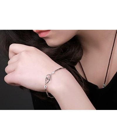 2022 Thank You for Being My Soul Sister Heart Bracelet,,S925 Sterling Silver Two Interlocking Hearts Bracelet Gifts $13.19 Br...