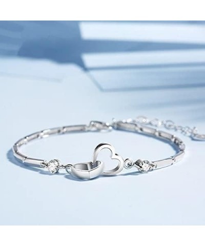 2022 Thank You for Being My Soul Sister Heart Bracelet,,S925 Sterling Silver Two Interlocking Hearts Bracelet Gifts $13.19 Br...