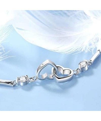 2022 Thank You for Being My Soul Sister Heart Bracelet,,S925 Sterling Silver Two Interlocking Hearts Bracelet Gifts $13.19 Br...