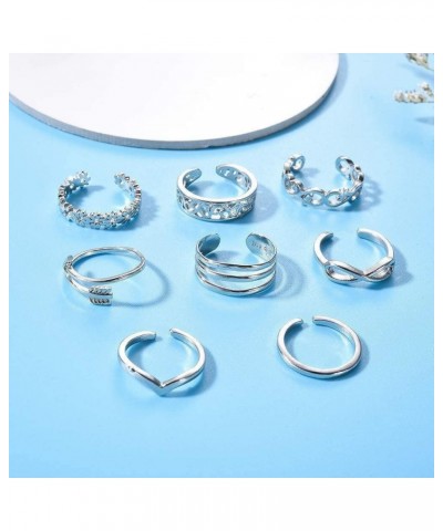 8Pcs Adjustable Toe Rings For Women Beach Party Banquet Jewelry Stainless Steel Alloy Deft and Attractive $6.18 Body Jewelry