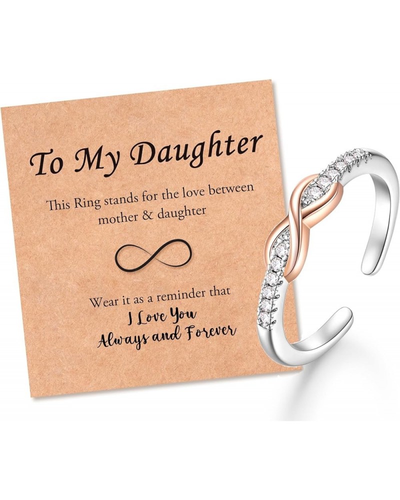 Mother Daughter 18K Gold Plated Knot Ring for Women, Mothers'Day Birthday Christmas Jewelry Gifts for Mother Daughter Ring fo...