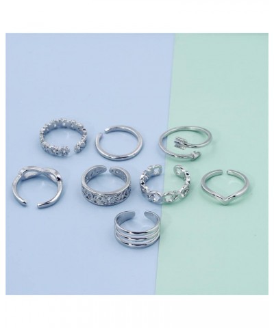 8Pcs Adjustable Toe Rings For Women Beach Party Banquet Jewelry Stainless Steel Alloy Deft and Attractive $6.18 Body Jewelry