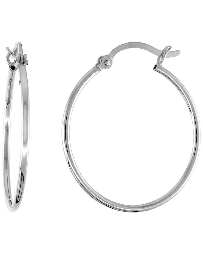 Tiny 1mm Tube Sterling Silver 12mm-30mm Hoop Earrings Women and Men Click Top 1/2-1 1/4 inch Round 25.0 Millimeters Single Pa...