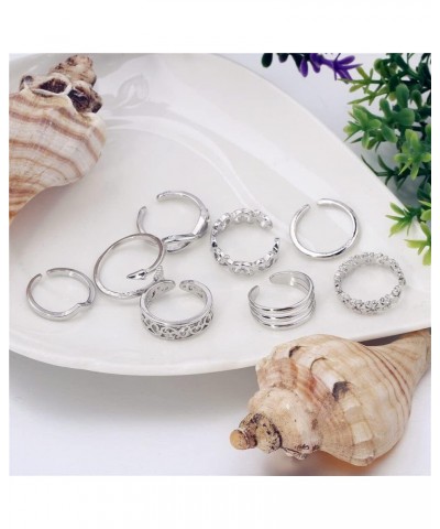 8Pcs Adjustable Toe Rings For Women Beach Party Banquet Jewelry Stainless Steel Alloy Deft and Attractive $6.18 Body Jewelry