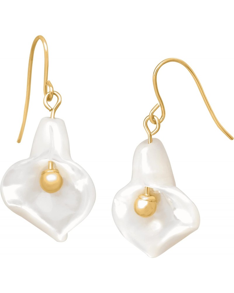 14K Gold Mother-of-Pearl Calla Lily Drop Earrings $22.94 Earrings