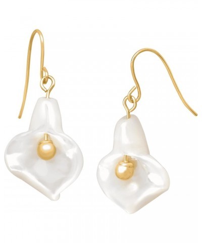 14K Gold Mother-of-Pearl Calla Lily Drop Earrings $22.94 Earrings