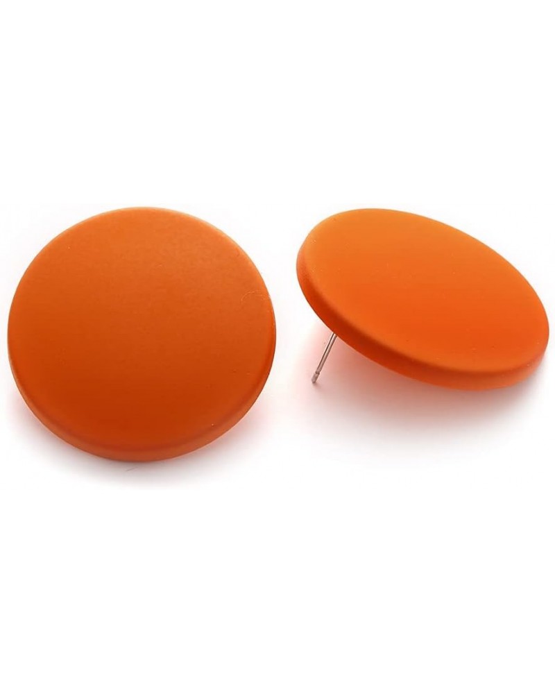 Button Earrings, Large Round Acrylic Stud Earrings for Women Girls Orange $9.50 Earrings