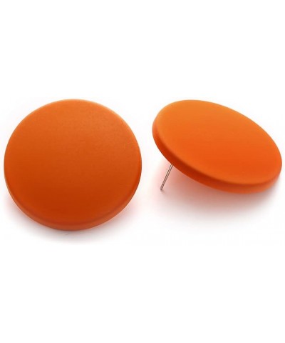 Button Earrings, Large Round Acrylic Stud Earrings for Women Girls Orange $9.50 Earrings