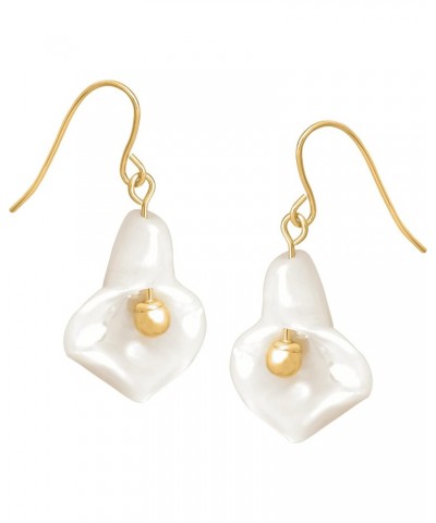 14K Gold Mother-of-Pearl Calla Lily Drop Earrings $22.94 Earrings