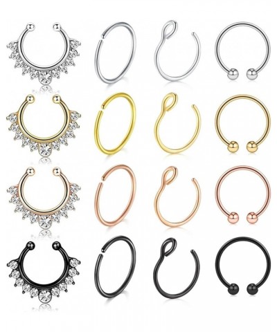 Fake Nose Ring Fake Septum Fake Nose Ring Hoop Clip On Fake Nose Piercing Faux Lip Ear Septum Nose Ring Non Pierced Fake Nose...