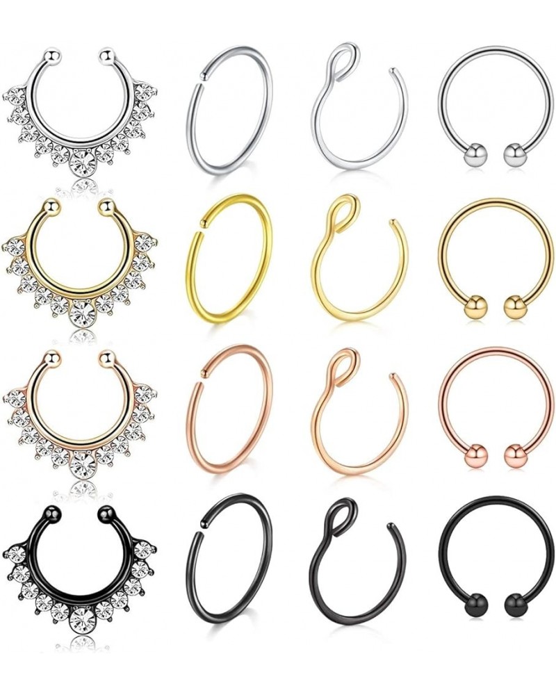 Fake Nose Ring Fake Septum Fake Nose Ring Hoop Clip On Fake Nose Piercing Faux Lip Ear Septum Nose Ring Non Pierced Fake Nose...