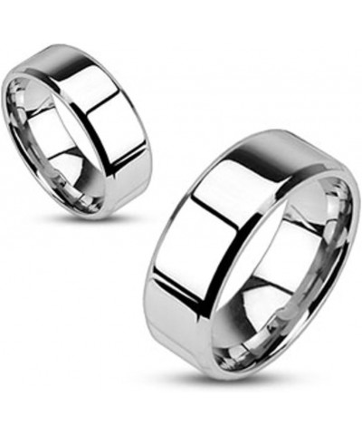 His and Hers Stainless Steel Princess Wedding Ring Set and Beveled Edge Wedding Band Women's Size 06 Men's 06mm Size 09 $21.0...