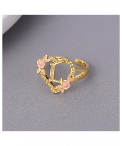 Gold Initial Ring Heart Adjustable Rings Fashion Hip Hop Jewelry Gold Letter A-Z Name Alphabet Rings for Women Girls Gift L y...