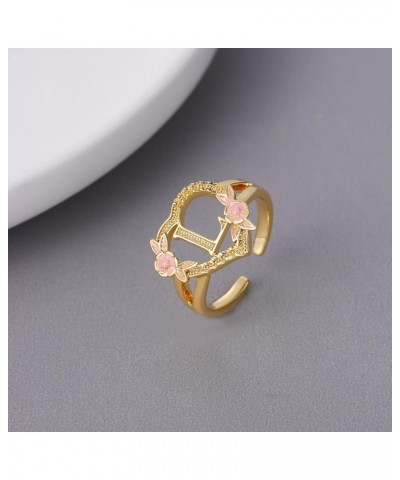 Gold Initial Ring Heart Adjustable Rings Fashion Hip Hop Jewelry Gold Letter A-Z Name Alphabet Rings for Women Girls Gift L y...