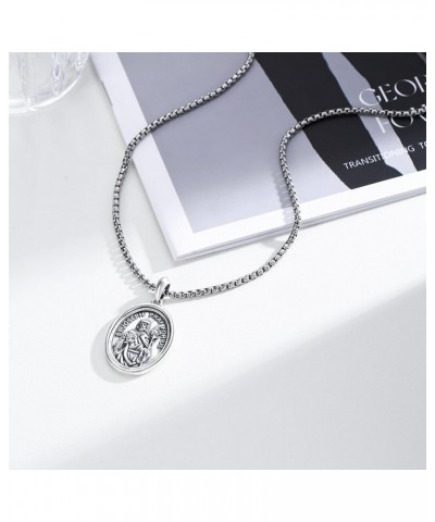 925 Sterling Silver Patron Necklace/Amulet Saint Medal Christmas Gifts for Men Women A7-St Joseph-oval $25.80 Necklaces