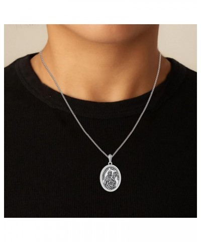 925 Sterling Silver Patron Necklace/Amulet Saint Medal Christmas Gifts for Men Women A7-St Joseph-oval $25.80 Necklaces