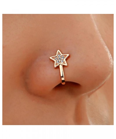 Boho Fake Septum Nose Ring Crystal Star Nose Ring Gold Cz Nose Cuff Ring Star Non Piercing Nose Ring U Shape Clip On Nose Rin...