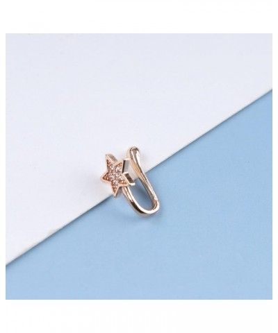 Boho Fake Septum Nose Ring Crystal Star Nose Ring Gold Cz Nose Cuff Ring Star Non Piercing Nose Ring U Shape Clip On Nose Rin...