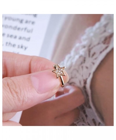 Boho Fake Septum Nose Ring Crystal Star Nose Ring Gold Cz Nose Cuff Ring Star Non Piercing Nose Ring U Shape Clip On Nose Rin...