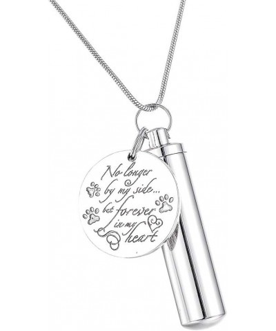 No longer by my side Round Charm & Cylinder Memorial Urn Necklace Keychain Stainless Steel Cremation Jewelry for Ashes Round ...