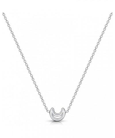 Women 925 Sterling Silver Celestial Choker Moon Silhouette - Silver $18.59 Necklaces