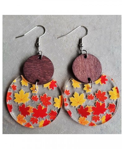 Wooden Thanksgiving Turkey Earrings Cute Maple Leaf Dangle Earrings Acrylic Mushroom Hen Earrings for Women Girls Jewelry Sty...