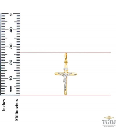 Solid 14K Gold Figaro Chain Two-Tone Cross Pendant Crucifix Necklace - Choose Length 14" to 24 20.0 Inches Figaro - 2.3 mm $7...