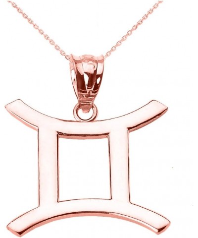 10K Rose Gold Zodiac Astrological Sign Charm Personalized Pendant Necklace - Choice of Symbol & Chain Length 18" Gemini: May ...