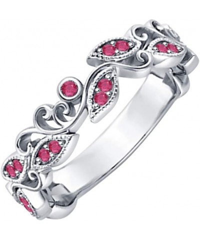 Unique Leaf Flower Engagement Ring Round Gemstone 14k White Gold Plated Art Deco Promise Ring for Women's. Created Ruby $29.0...