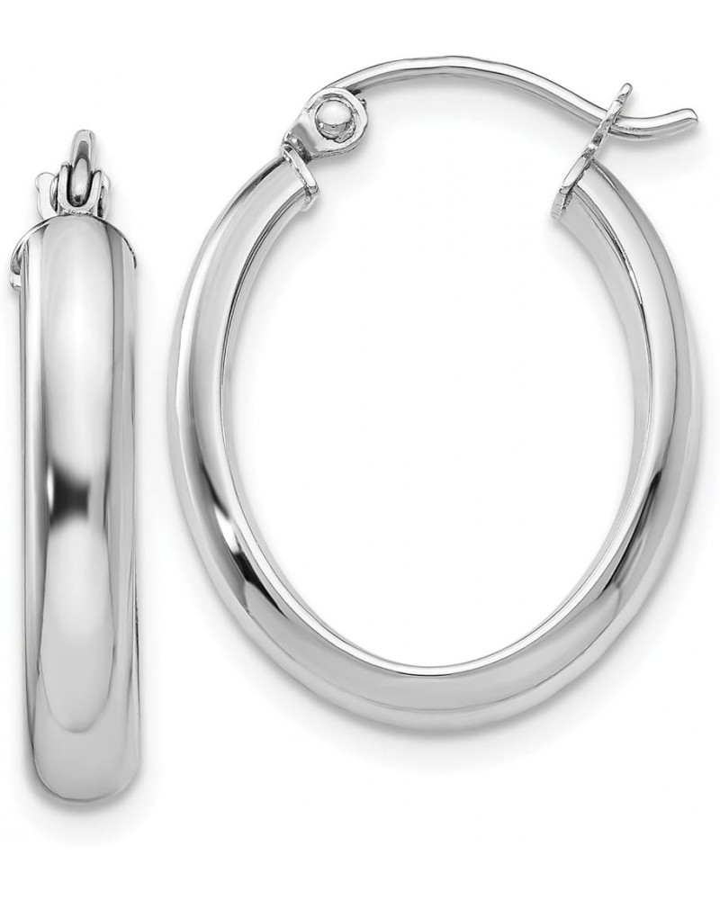 3.75mm Polished Oval Tube Hoop Earrings in Real 14k Gold White Gold - 16x22 mm $104.52 Earrings