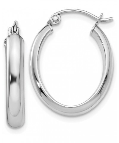 3.75mm Polished Oval Tube Hoop Earrings in Real 14k Gold White Gold - 16x22 mm $104.52 Earrings